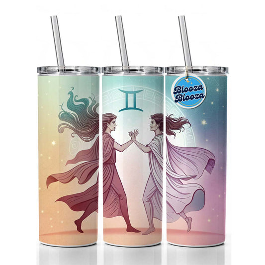 Zodiac Horoscope Symbol Gemini Twins Skinny Tumbler 20oz with Straw Insulated Water Bottle Gift