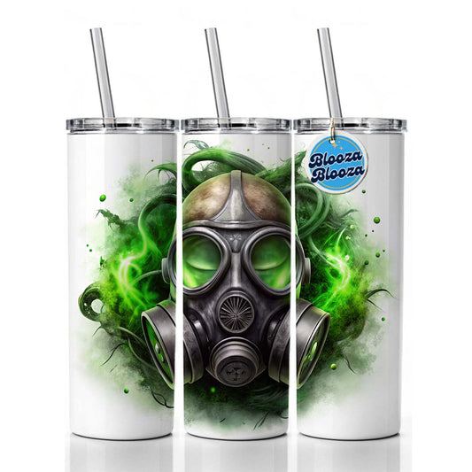Zombie Outbreak Gas Mask Green Toxic Gas Skinny Tumbler 20oz with Straw Insulated Water Bottle Gift