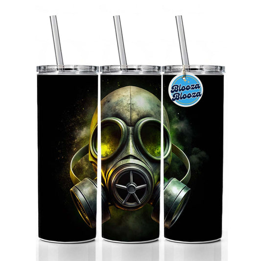 Zombie Outbreak Gas Mask Toxic Gas Skinny Tumbler 20oz with Straw Insulated Water Bottle Gift