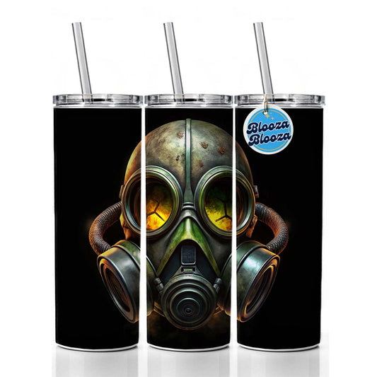 Zombie Outbreak Gas Mask Skinny Tumbler 20oz with Straw Insulated Water Bottle Gift