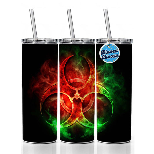 Zombie Outbreak Symbol With Red Green Toxic Gasses Skinny Tumbler 20oz with Straw Insulated Water Bottle Gift