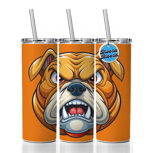 Angry Bulldog Face School Mascot Cartoon Skinny Tumbler 20oz with Straw Insulated Water Bottle Gift