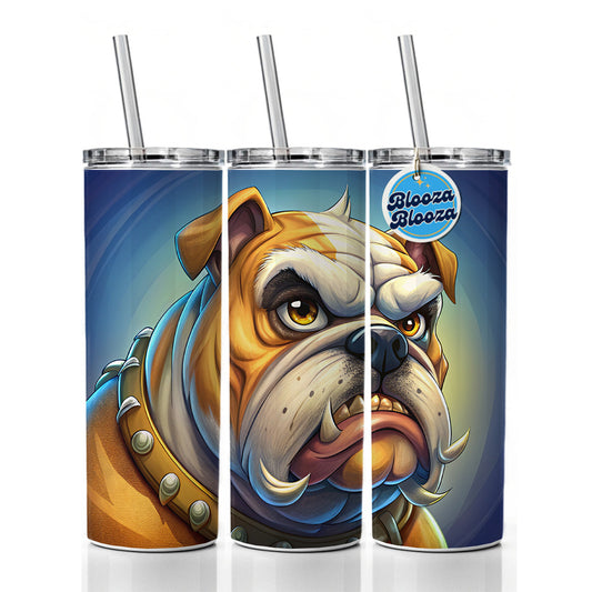 Angry Mad Bulldog Face School Mascot Skinny Tumbler 20oz with Straw Insulated Water Bottle Gift