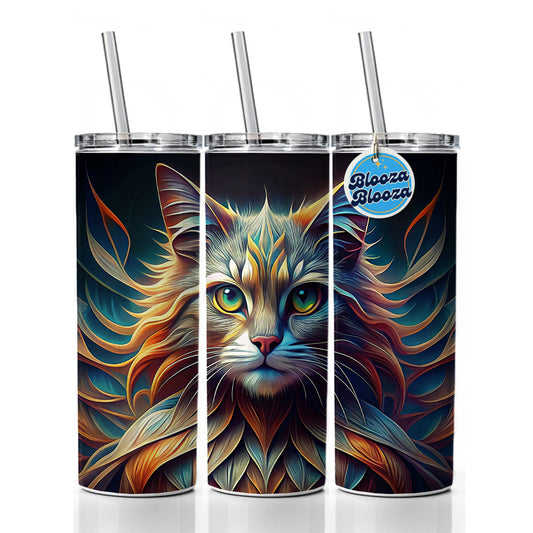 Persian Cat Abstract Stylized Art Skinny Tumbler 20oz with Straw Insulated Water Bottle Gift