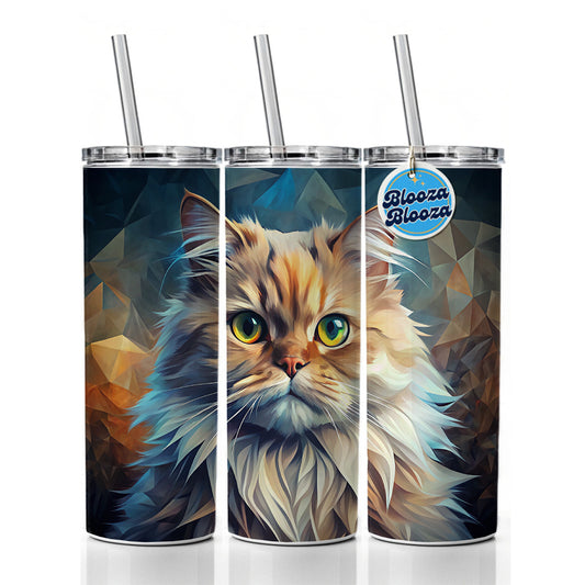 Persian Cat Contemporary Art Skinny Tumbler 20oz with Straw Insulated Water Bottle Gift