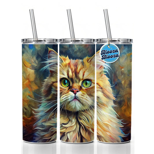 Persian Cat Expressionism Art Skinny Tumbler 20oz with Straw Insulated Water Bottle Gift