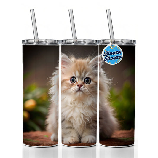 Persian Cat Kitten Photo Skinny Tumbler 20oz with Straw Insulated Water Bottle Gift