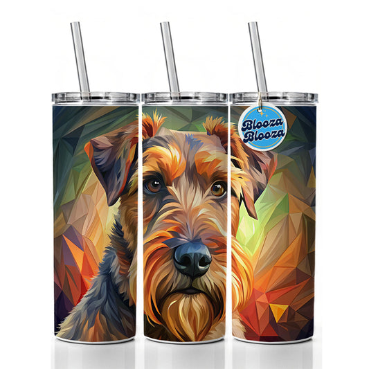 Airedale Terrier Dog Abstract Stylized Art Skinny Tumbler 20oz with Straw Insulated Water Bottle Gift