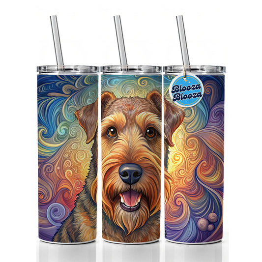 Airedale Terrier Dog Art Nouveau Skinny Tumbler 20oz with Straw Insulated Water Bottle Gift