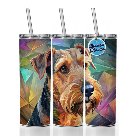 Airedale Terrier Dog Contemporary Art Skinny Tumbler 20oz with Straw Insulated Water Bottle Gift