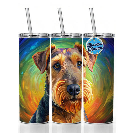 Airedale Terrier Dog Pop Art Skinny Tumbler 20oz with Straw Insulated Water Bottle Gift