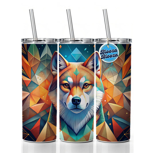 Akita Dog Abstract Stylized Art Skinny Tumbler 20oz with Straw Insulated Water Bottle Gift