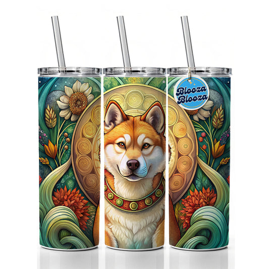 Akita Dog Art Nouveau Skinny Tumbler 20oz with Straw Insulated Water Bottle Gift