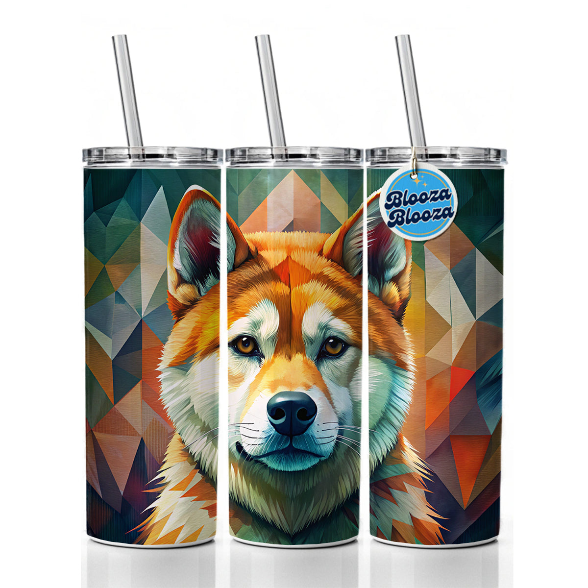 Akita Dog Contemporary Art Skinny Tumbler 20oz with Straw Insulated Water Bottle Gift