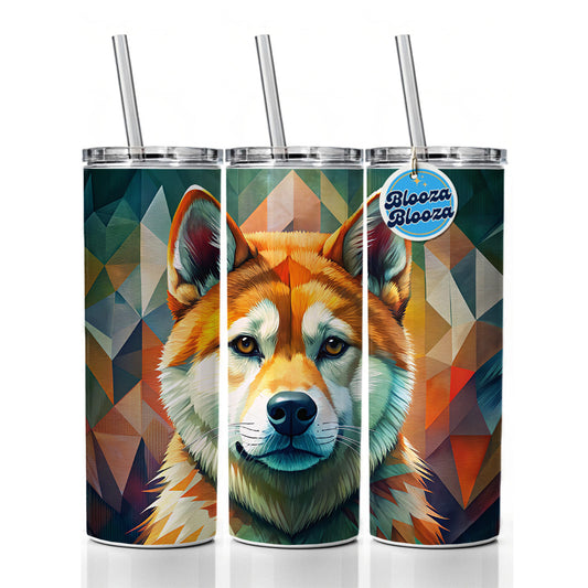 Akita Dog Contemporary Art Skinny Tumbler 20oz with Straw Insulated Water Bottle Gift