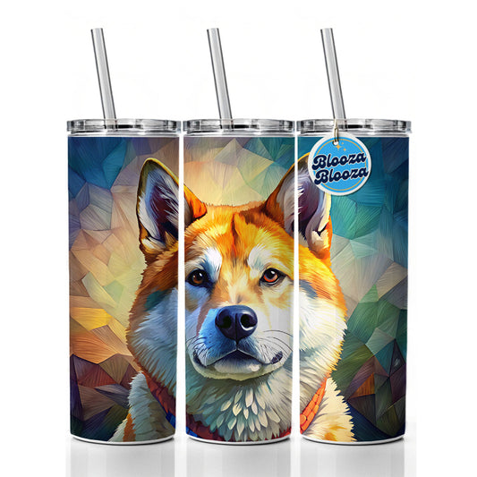 Akita Dog Pop Art Skinny Tumbler 20oz with Straw Insulated Water Bottle Gift