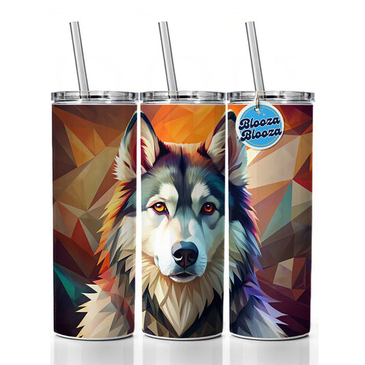 Alaskan Malamute Dog Contemporary Art Skinny Tumbler 20oz with Straw Insulated Water Bottle Gift