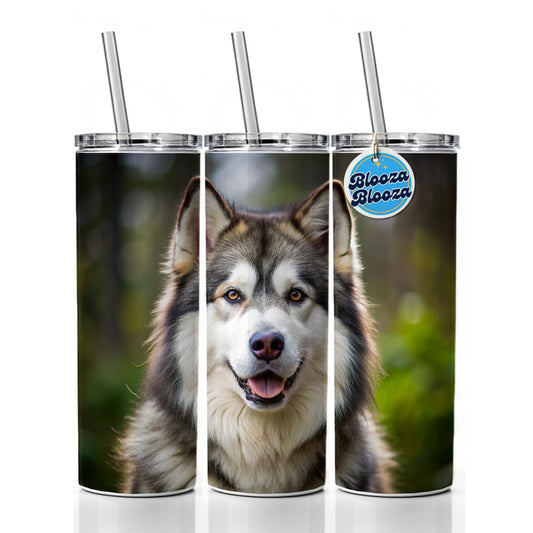 Alaskan Malamute Dog Photo Skinny Tumbler 20oz with Straw Insulated Water Bottle Gift