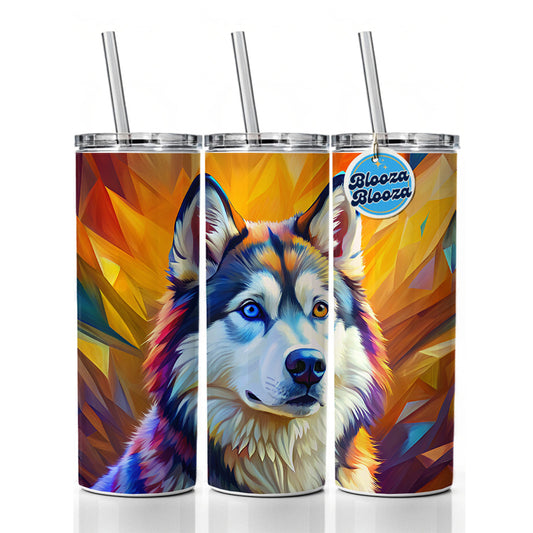 Alaskan Malamute Dog Pop Art Skinny Tumbler 20oz with Straw Insulated Water Bottle Gift