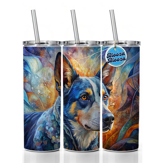 Australian Cattle Dog Abstract Art Skinny Tumbler 20oz with Straw Insulated Water Bottle Gift