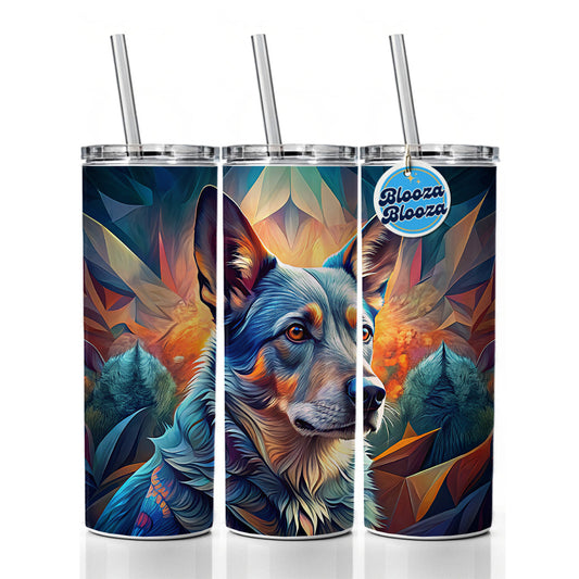 Australian Cattle Dog Abstract Stylized Art Skinny Tumbler 20oz with Straw Insulated Water Bottle Gift