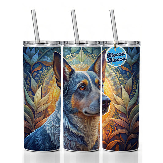 Australian Cattle Dog Art Nouveau Skinny Tumbler 20oz with Straw Insulated Water Bottle Gift