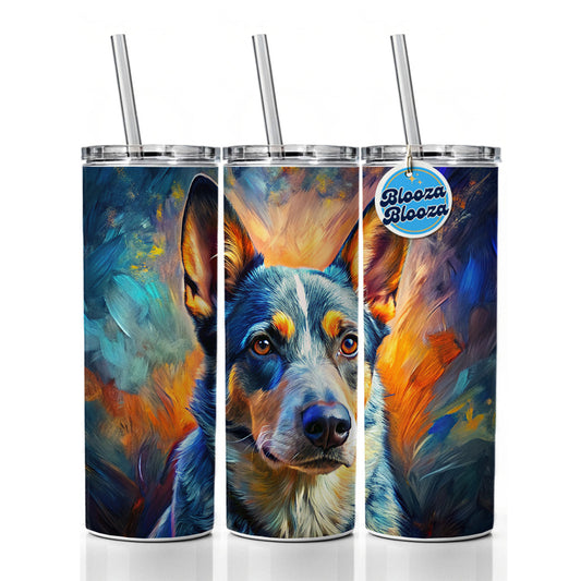 Australian Cattle Dog Expressionism Art Skinny Tumbler 20oz with Straw Insulated Water Bottle Gift