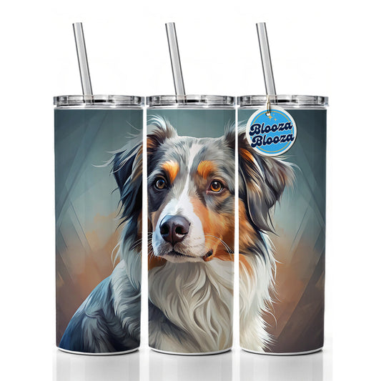Australian Shepherd Dog Contemporary Art Skinny Tumbler 20oz with Straw Insulated Water Bottle Gift