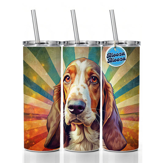 Basset Hound Dog Pop Art Skinny Tumbler 20oz with Straw Insulated Water Bottle Gift