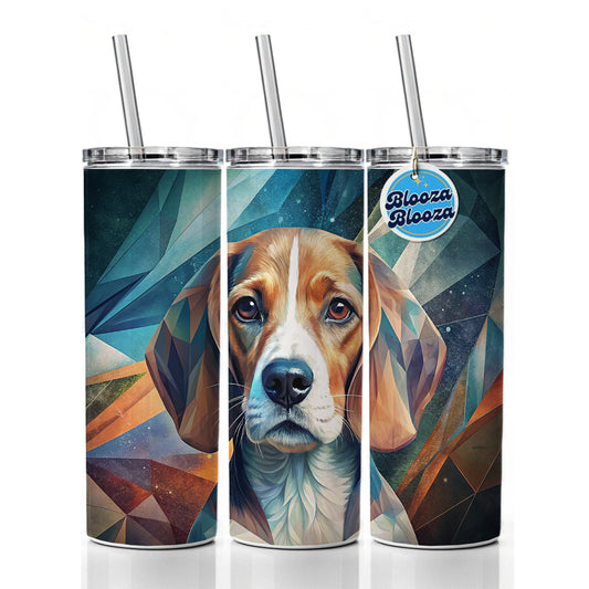 Beagle Dog Abstract Stylized Art Skinny Tumbler 20oz with Straw Insulated Water Bottle Gift