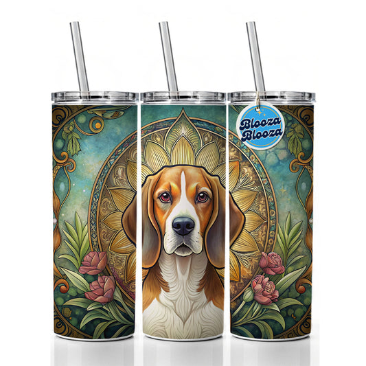 Beagle Dog Art Nouveau Skinny Tumbler 20oz with Straw Insulated Water Bottle Gift