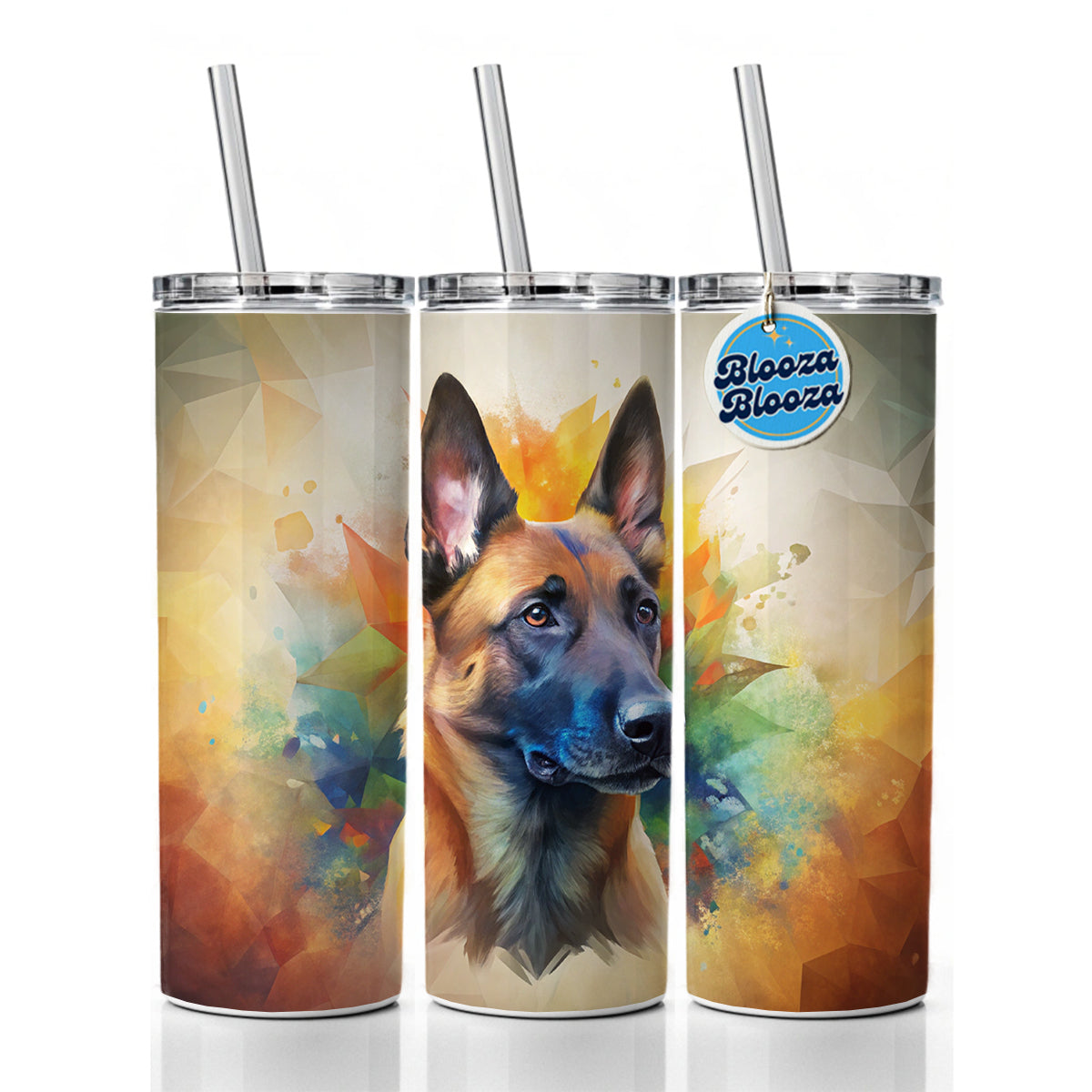 Belgian Malinois Dog Abstract Art Skinny Tumbler 20oz with Straw Insulated Water Bottle Gift