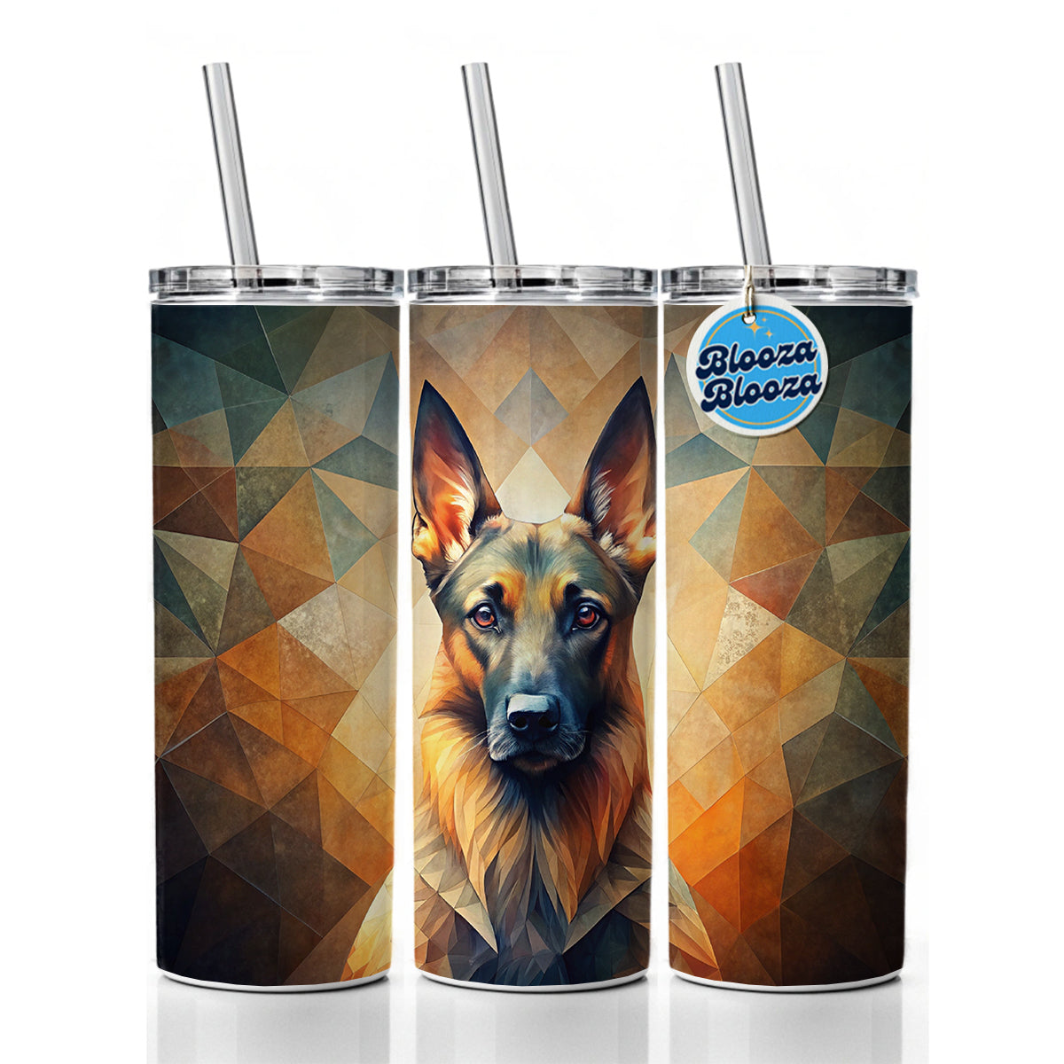 Belgian Malinois Dog Abstract Stylized Art Skinny Tumbler 20oz with Straw Insulated Water Bottle Gift