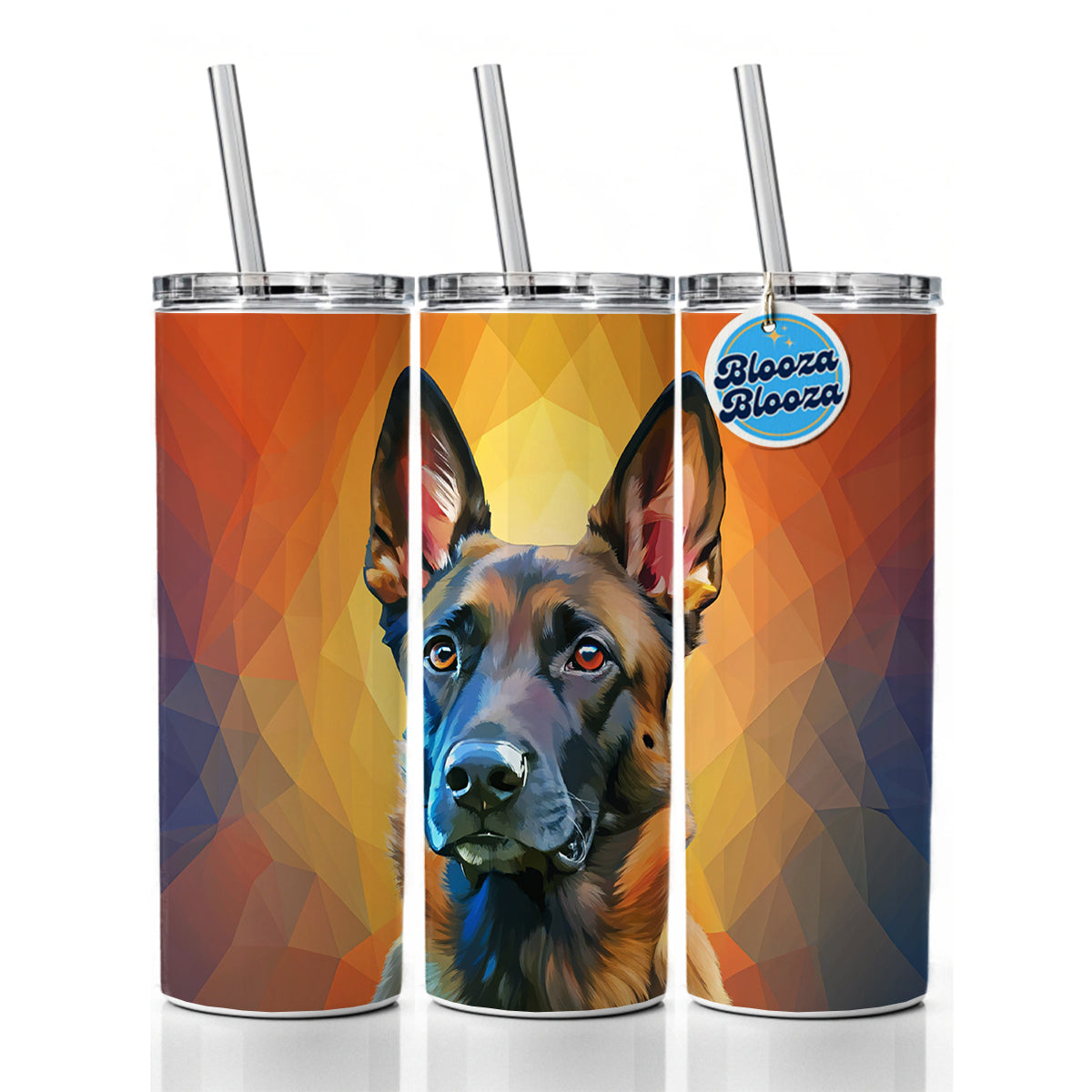 Belgian Malinois Dog Pop Art Skinny Tumbler 20oz with Straw Insulated Water Bottle Gift