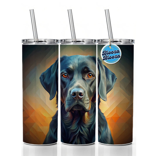 Black Labrador Retriever Dog Abstract Stylized Art Skinny Tumbler 20oz with Straw Insulated Water Bottle Gift