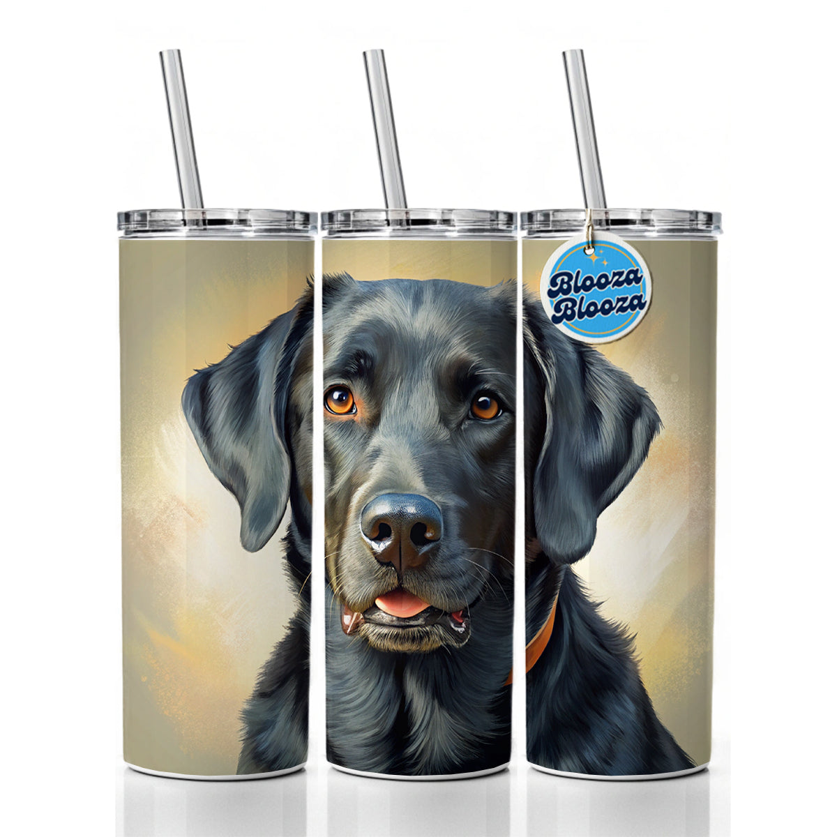 Black Labrador Retriever Dog Illustration Skinny Tumbler 20oz with Straw Insulated Water Bottle Gift