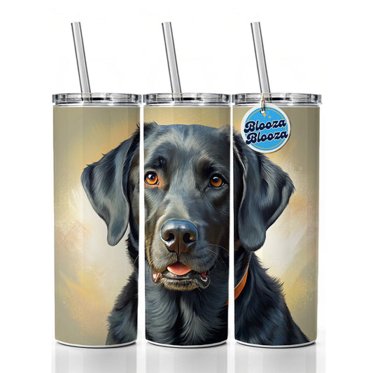 Black Labrador Retriever Dog Illustration Skinny Tumbler 20oz with Straw Insulated Water Bottle Gift