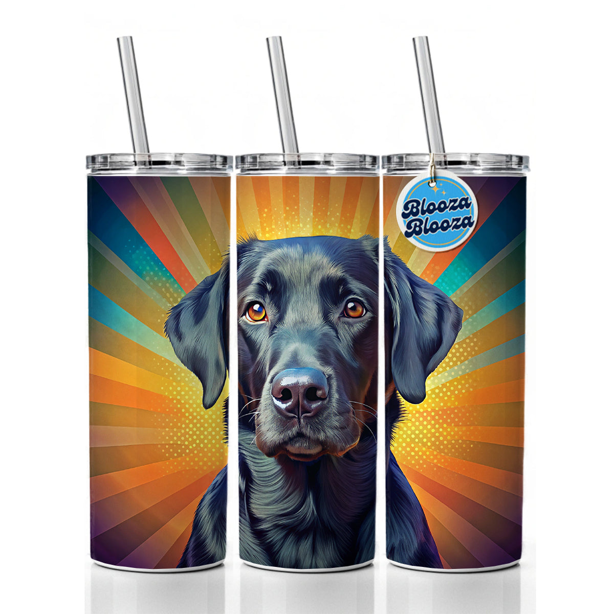 Black Labrador Retriever Dog Pop Art Skinny Tumbler 20oz with Straw Insulated Water Bottle Gift