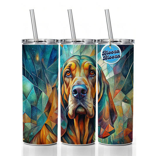 Bloodhound Dog Abstract Art Skinny Tumbler 20oz with Straw Insulated Water Bottle Gift