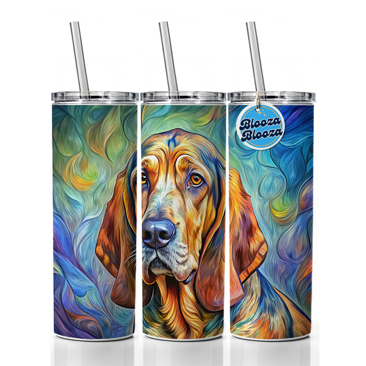 Bloodhound Dog Expressionism Art Skinny Tumbler 20oz with Straw Insulated Water Bottle Gift