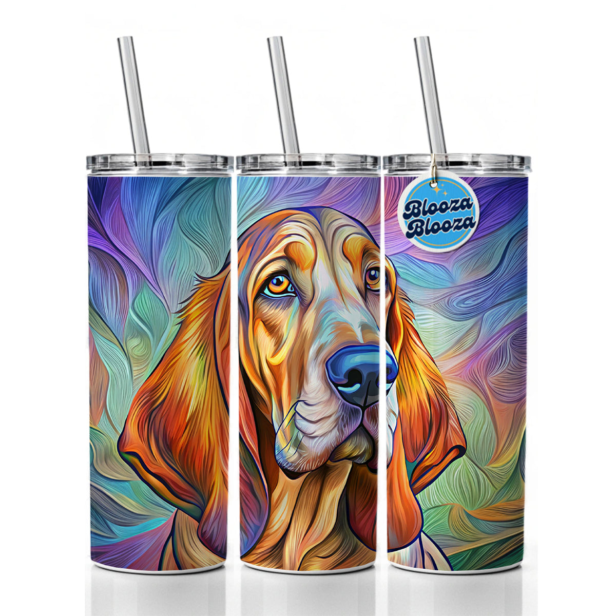 Bloodhound Dog Pop Art Skinny Tumbler 20oz with Straw Insulated Water Bottle Gift