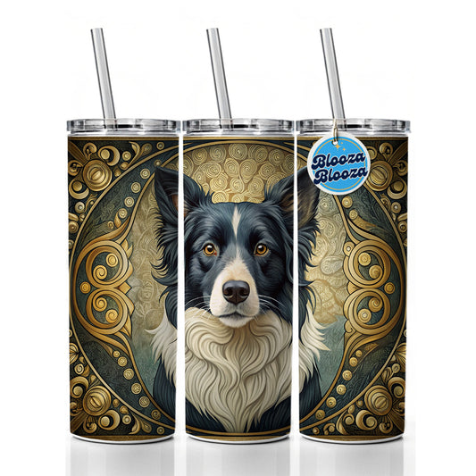 Border Collie Dog Art Nouveau Skinny Tumbler 20oz with Straw Insulated Water Bottle Gift