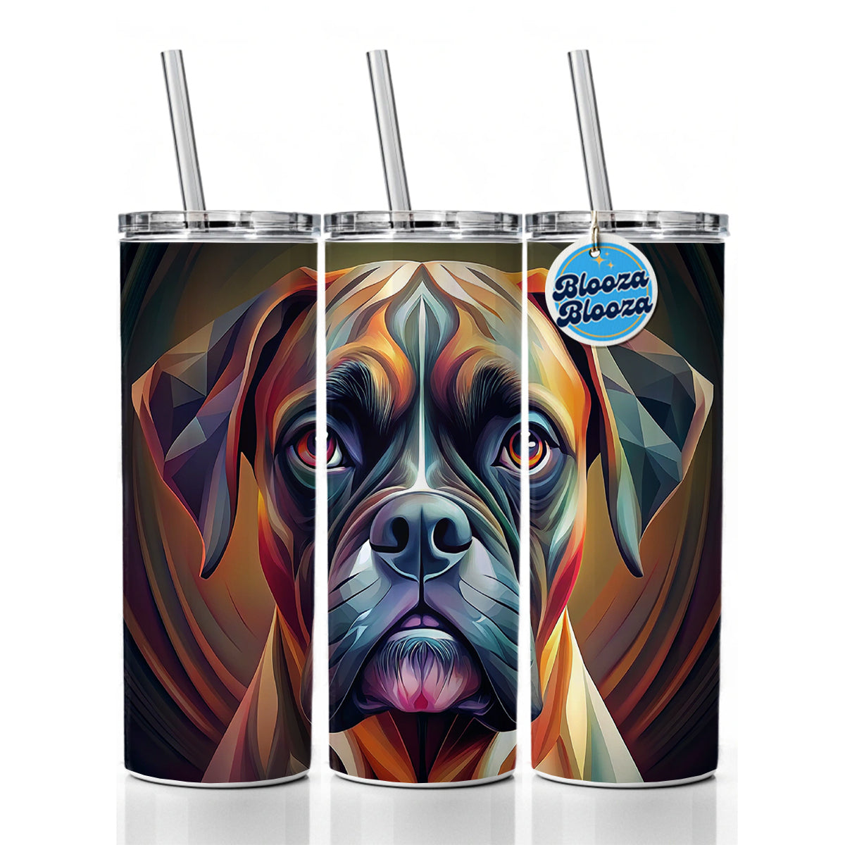 Boxer Dog Abstract Stylized Art Skinny Tumbler 20oz with Straw Insulated Water Bottle Gift
