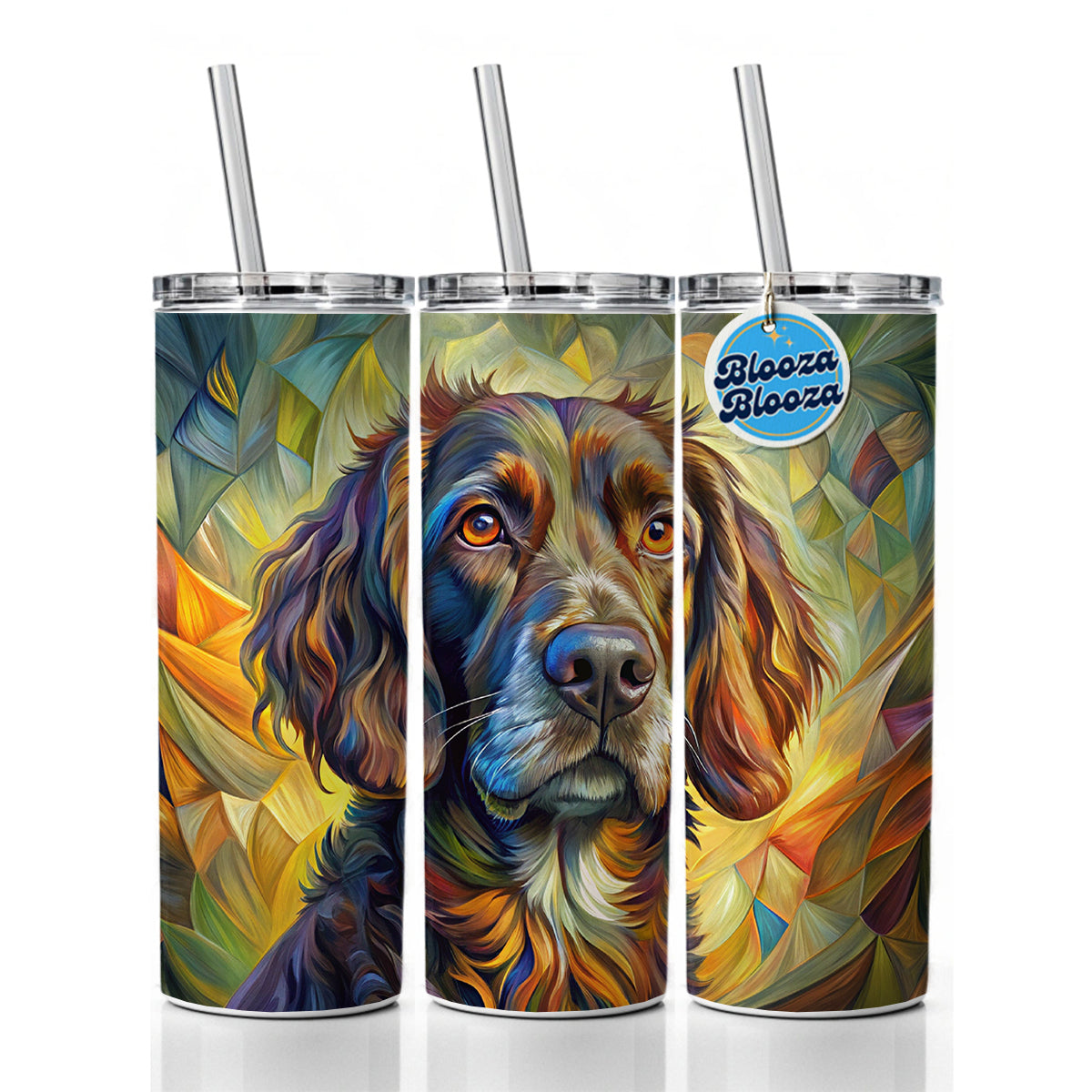 Boykin Spaniel Dog Abstract Art Skinny Tumbler 20oz with Straw Insulated Water Bottle Gift