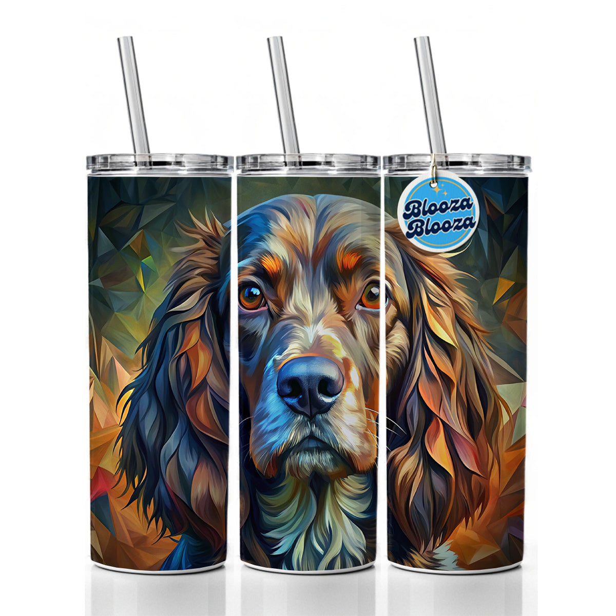 Boykin Spaniel Dog Abstract Stylized Art Skinny Tumbler 20oz with Straw Insulated Water Bottle Gift