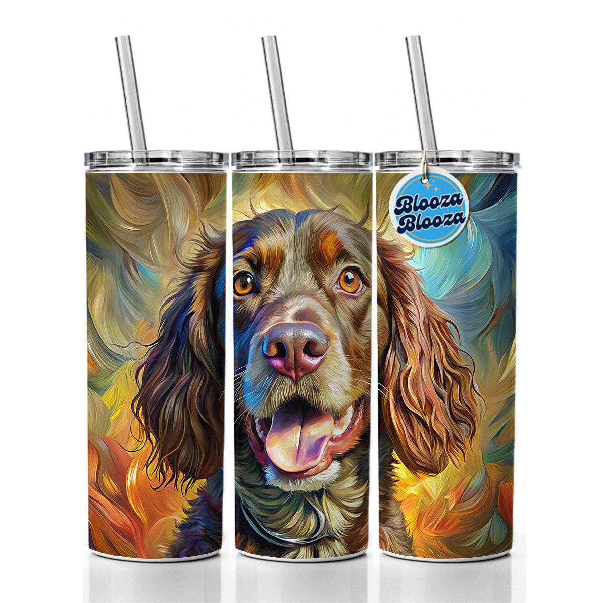 Boykin Spaniel Dog Expressionism Art Skinny Tumbler 20oz with Straw Insulated Water Bottle Gift