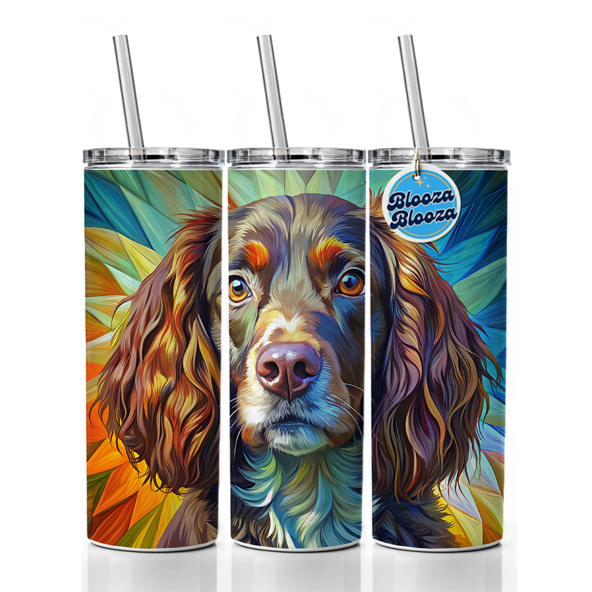 Boykin Spaniel Dog Pop Art Skinny Tumbler 20oz with Straw Insulated Water Bottle Gift