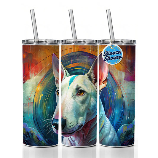 Bull Terrier Dog Abstract Art Skinny Tumbler 20oz with Straw Insulated Water Bottle Gift