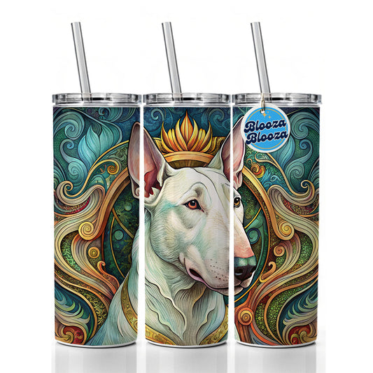 Bull Terrier Dog Art Nouveau Skinny Tumbler 20oz with Straw Insulated Water Bottle Gift