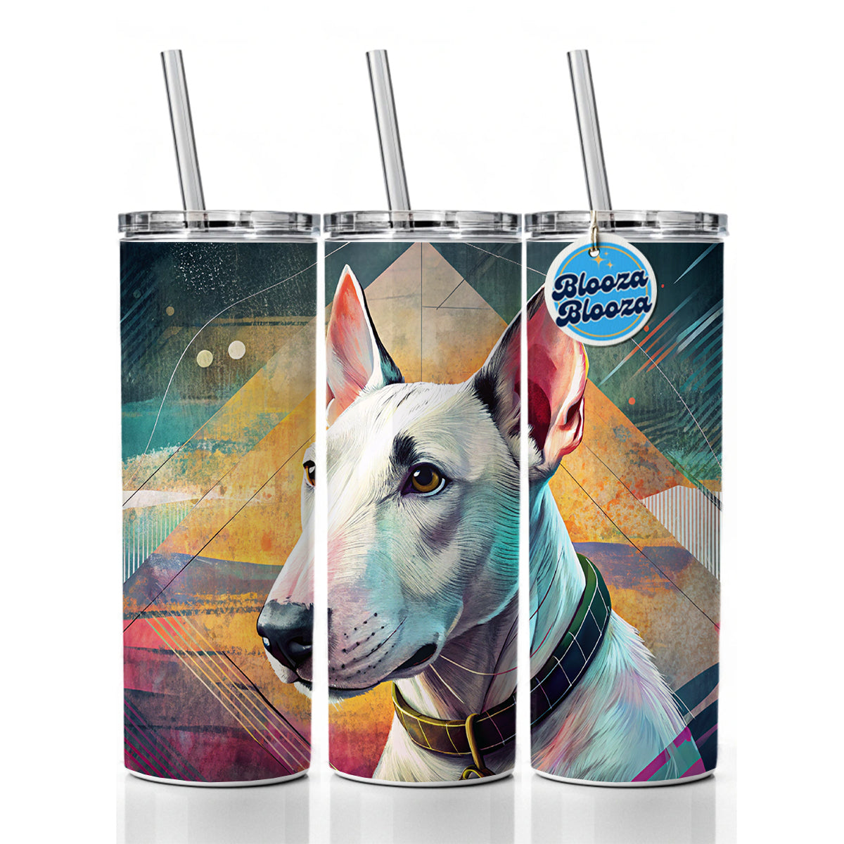 Bull Terrier Dog Contemporary Art Skinny Tumbler 20oz with Straw Insulated Water Bottle Gift